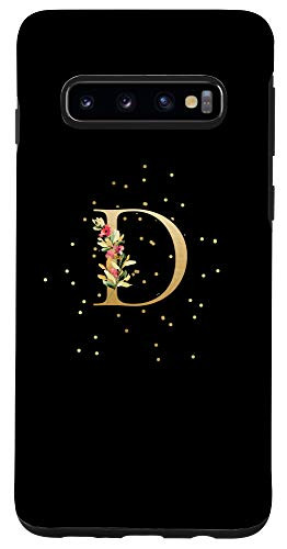 Galaxy S10 Modern Monogram Initial Letter D Floral Pattern Design Case