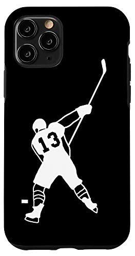 iPhone 11 Pro  13 Number 13 Hockey Player Puck Black Background Case