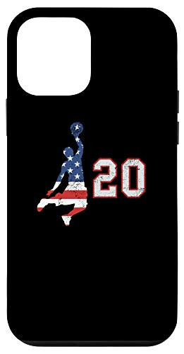 iPhone 12 mini Basketball number 20 with American USA flag player on black Case
