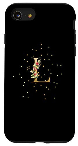 iPhone SE (2020) / 7 / 8 Modern Monogram Initial Letter L Floral Pattern Design Case