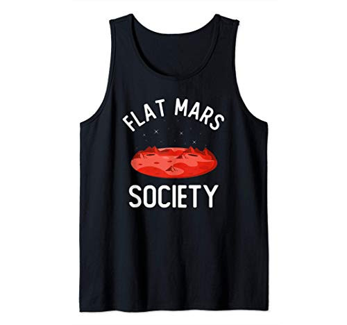 Flat Mars Society Conspiracy Theory Funny Space Science Joke Tank Top