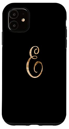 iPhone 11 Monogram Alphabet Letter E Black Background Case