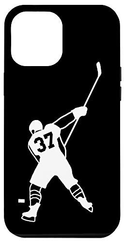 iPhone 12 Pro Max  37 Number 37 Hockey Player Puck Black Background Case