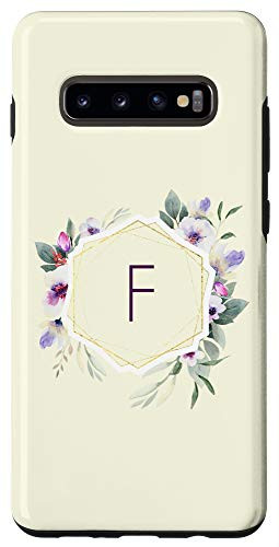 Galaxy S10Plus Floral Monogram Initial Letter F Watercolor Personalized Case