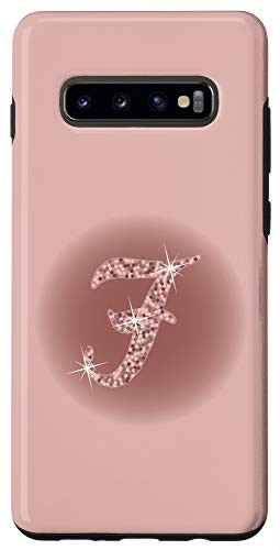Galaxy S10Plus Initial F Script Letter, Rose Pink and Mauve Case