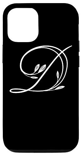 iPhone 12/12 Pro Letter D Monogram Gift Floral Design Flower Font Initial D Case