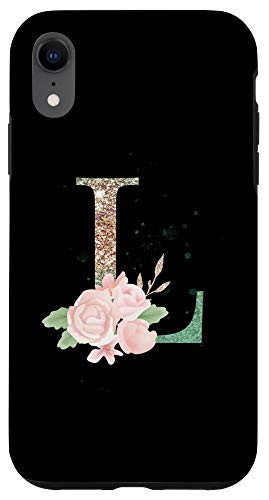 iPhone XR Modern Monogram Initial Letter L Peony Floral Pattern Design Case
