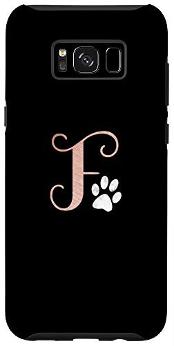 Galaxy S8Plus Letter F rose pink, white cat, dog paw monogram, initial A Case