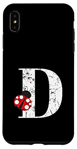 iPhone XS Max Ladybug Monogram Name Initial Letter D Case
