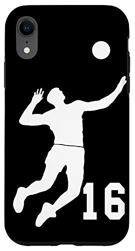 iPhone XR  16, Number 16 Volleyball player black background Case