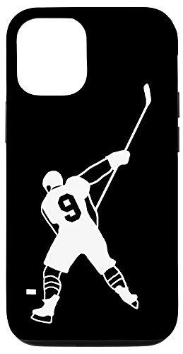 iPhone 12/12 Pro  9 Number 9 Hockey Player Puck Black Background Case