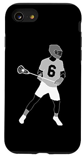 iPhone SE (2020) / 7 / 8  6, Number 6 Lacrosse player black background Case