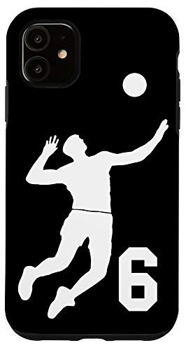 iPhone 11  6, Number 6 Volleyball player black background Case