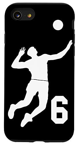 iPhone SE (2020) / 7 / 8  6, Number 6 Volleyball player black background Case