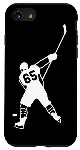 iPhone SE (2020) / 7 / 8  65 Number 65 Hockey Player Puck Black Background Case