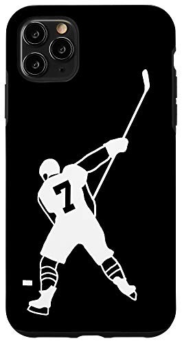 iPhone 11 Pro Max  7 Number 7 Hockey Player Puck Black Background Case