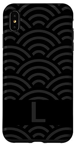 iPhone XS Max Black and Gray Letter L Monogram Seigaiha Wave Pattern Case