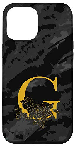 iPhone 12 Pro Max Monogram Letter Initial G Black Case