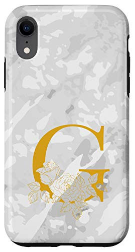 iPhone XR Monogram Letter Initial G White Case