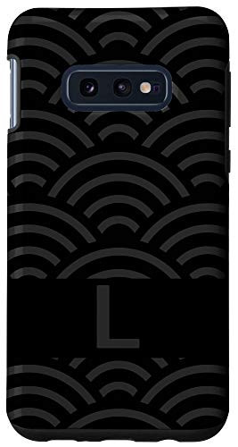 Galaxy S10e Black and Gray Letter L Monogram Seigaiha Wave Pattern Case