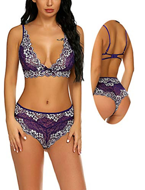 Avidlove Lingerie For Women Sexy Bra and Panty Set 2 Piece Outfits Lace Babydoll Bodysuit (Small, Purple) Avidlove Lingerie For Women Sexy Bra and Panty Set 2 Piece Outfits Lace Babydoll Bodysuit (Small, Purple)