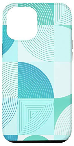 iPhone 12 Pro Max Geometric Wave Circle and Triangle Green and Blue Case