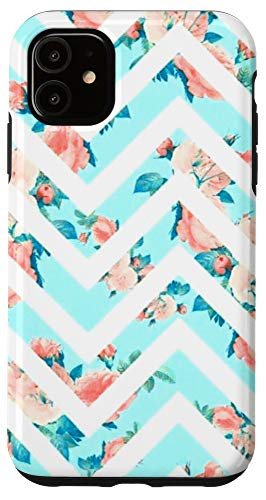 iPhone 11 Boho Spring Summer Chevron Teal Floral Botanical Fun Garden Case