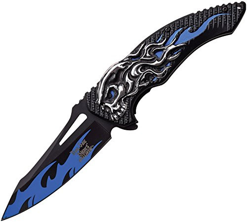 DARK SIDE DSA034BL-BRK Skull Flame Linerlock A/O Blue