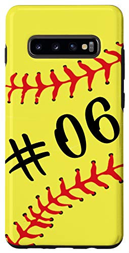 Galaxy S10Plus Softball Player  06 Jersey Back No 06 Number Sport Gift Case