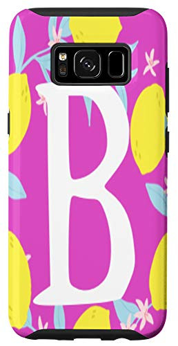 Galaxy S8 Letter B Monogram Yellow Lemon Bright Pink Background Wreath Case