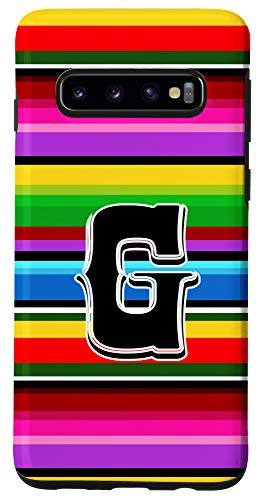 Galaxy S10 Letter G Initial Mexican Serape Poncho Pattern Western Style Case
