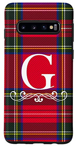Galaxy S10 Royal Stewart Red Plaid Letter "G" Initial Monogram Case