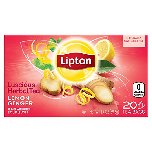 Lipton Herbal Tea Bags, Lemon Ginger 20 ct (Pack of 6)