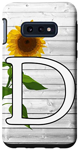 Galaxy S10e Sunflower White Letter D Initial Monogram Personalized Gift Case