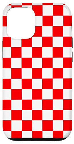 iPhone 12/12 Pro Red and White Checkered, Checker Board, Checkerboard Case