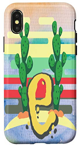 iPhone X/XS Cactus Gradient Watercolor Monogram Letter E Case
