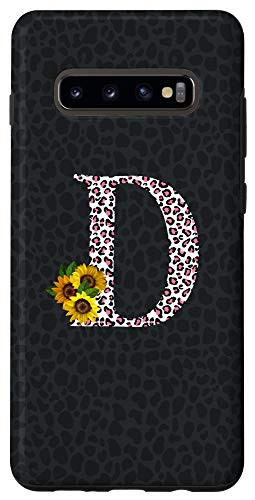 Galaxy S10Plus Leopard Cheetah Animal Print Sunflower Letter D Monogram Case