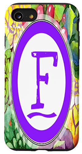 iPhone SE (2020) / 7 / 8 Monogram Letter F Watercolor Floral and Cactus Case