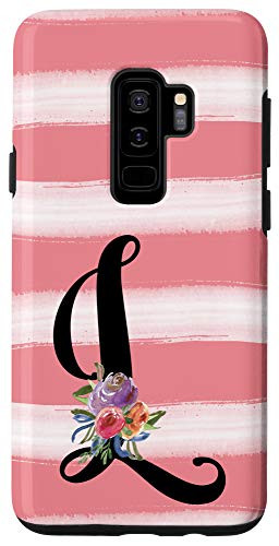 Galaxy S9Plus Letter L Roses Monogram Coral And White Watercolor Case