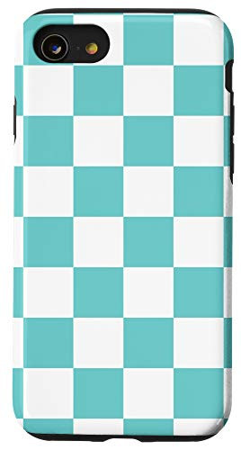 iPhone SE (2020) / 7 / 8 Checkered Teal And White Checkerboard Phone Case