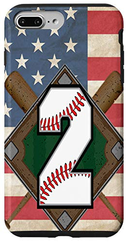 iPhone 7 Plus/8 Plus Baseball Number 2 Baseball Diamond Bats Number Two US Flag Case