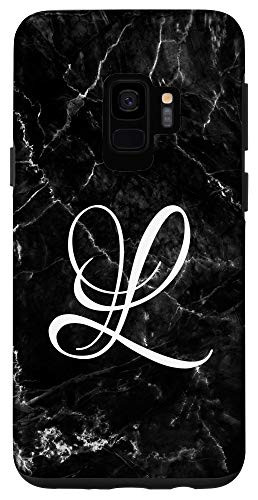 Galaxy S9 First Last Name Initial Letter L on White Black Design Case