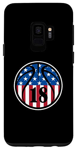 Galaxy S9  18 Basketball Number 18 Jersey USA American Flag Case