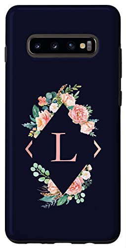 Galaxy S10Plus Monogram Initial Letter L Watercolor Floral Flowers Phone Case