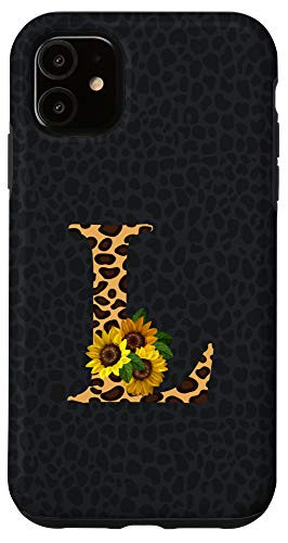 iPhone 11 Leopard Cheetah Animal Print Sunflower Letter L Monogram Case