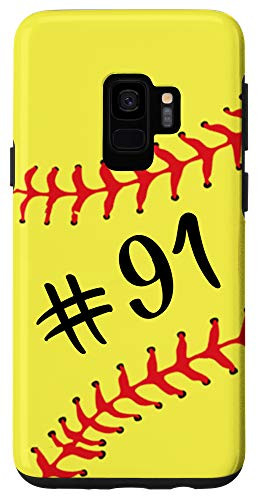 Galaxy S9 Softball Player 91 Jersey No  91 Uniform Number Ball Gift Case