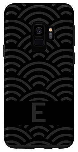 Galaxy S9 Black and Gray Letter E Monogram Seigaiha Wave Pattern Case
