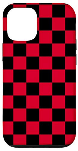 iPhone 12/12 Pro Chess Black and Red Checkerboard Chessboard Checker Flag Case