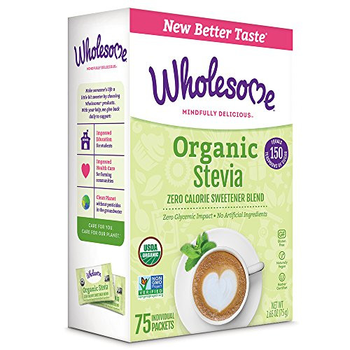 Wholesome Organic Stevia, Zero Calorie Sweetener Blend, Non GMO (75 packet box)