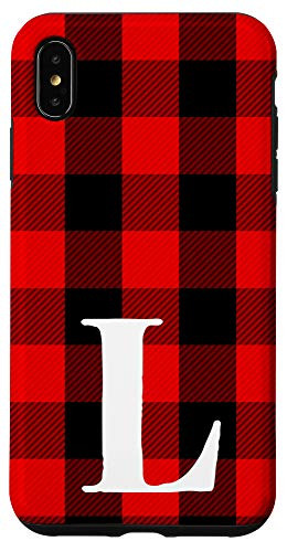 iPhone XS Max Buffalo Plaid Personalized Monogram Initial Letter "L" Case